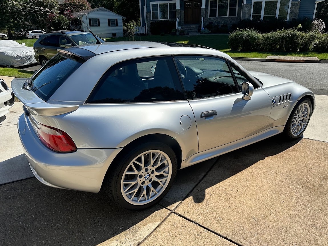 AGV Mobile Car Detailing — silver BMW Z3 coupe after detail in residential driveway
